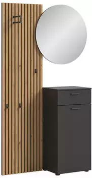 XORA Garderobe Dunkel Artisan 3-teilig 96x192x37 cm (1849010201) grau/eiche