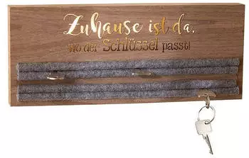 Gilde Schl&uuml;sselbrett MDF Holz braun mit Filzeinlage grau 34x14x3cm (003663022601)