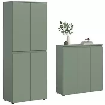 xonox.home Scarpa 2-teiliges Universalschrank-Set, Smoke Green, 190x37x175cm (X7UP8S01)