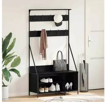 vidaXL Kleiderst&auml;nder mit Regal Schwarz Eichen-Optik 100x41x184cm