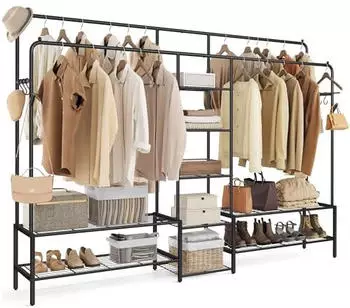 Songmics Offener Kleiderschrank 9 Ablagen Metallrahmen schwarz (HSR183B01)