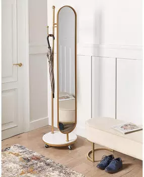 Beliani Lorena Garderobenständer mit Spiegel Metall Gold/Weiß 172cm (LORENA)