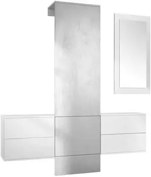 Vladon Carlton Set 3 Wandgarderobe Wei&szlig; matt / Beton Oxid Optik, 157x193x35cm (50004824)