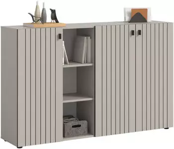 xonox.home Station Schuhkommode 150x96x37cm, Kaschmir Nachbildung, 3 T&uuml;ren