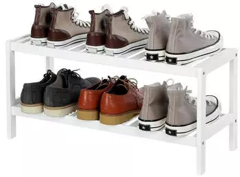 Songmics Orlando Schuhregal Bambus 2 Ebenen, wei&szlig;, 26x70x33cm (LBS02WT)
