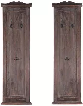 MCW Garderobenpaneel H33 2er-Set Holz Wandhaken 109x28cm braun Shabby (T33-2)