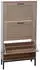 MCW MCW-N92 Schuhschrank 3 Fächer Rattanfront Eiche-Optik 126x63x24cm (94982)