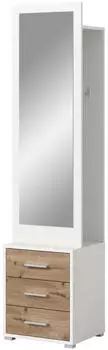 Inn.Furn Pallas Kompaktgarderobe mit Spiegel, Weiß/Eiche, 45x190cm (GE70128-01)