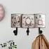ETC Shop Garderobenbrett mit Haken, Blechschild-Paneel, 3 Motive, 34,5x21cm