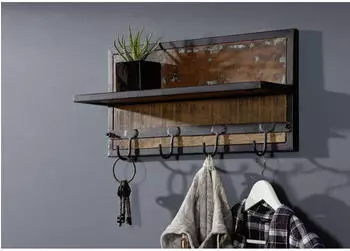 Massivmoebel24 Nature of Spirit #83 Wandgarderobe Altholz bunt 61x14x31cm (09-900-700-5173)