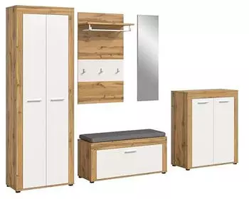 xonox.home Jam Garderobenkombination 6-teilig Wotan Eiche/Wei&szlig; 285x191x35cm (X8BK6G12)