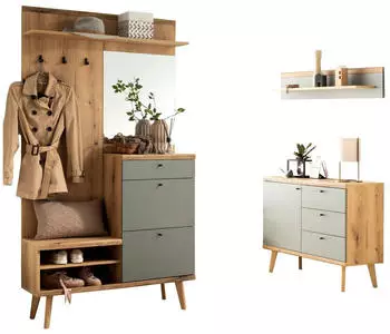 Furn.Design Juna Garderoben-Set 3-teilig, Evoke Eiche/Salbei, 237x200x40cm (Juna)