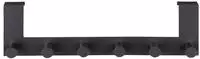 WENKO T&uuml;rgarderobe Mod. Celano Schwarz 6 Haken, f&uuml;r T&uuml;rfalzst&auml;rken bis 2 cm
