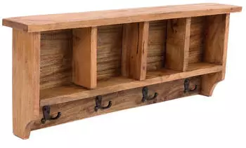 Xtradefactory Wandgarderobe Vintage 70 mit Regal, Recyclingholz, honigfarben (70x27x11cm)