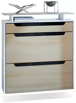 Vladon Annie Schuhschrank 2 Klappen, Schublade, Glasablage (50001828)