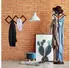 Relaxdays Scherengarderobe Holz, 10 Haken, Dunkelbraun, 2er-Set