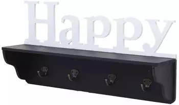 MCW Wandgarderobe Happy 4 Haken Kiefer massiv schwarz/wei&szlig; 60x30x13cm (MCW-D41)