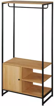 HomCom Kleiderständer Stahl/Holz Industriestil mit Regal 80x40x180cm (850-262V00ND)