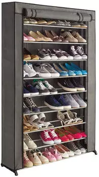 Perel Schuhschrank Kunststoff Schwarz, 50 Paar, 9 Ablagen (MP-340028)