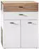Livetastic Fresno Schuhschrank 3 Fächer, 2 Schubladen, 80x106x40cm, Weiß/Schwarz/Eiche Artisan (001937003301)
