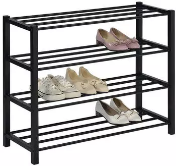 Idimex NAVAN Schuhregal Metall, 4 Ablagen, 80x63x29cm, Schwarz