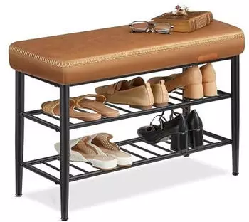 Vasagle EKHO Schuhbank Kunstleder Karamellbraun 80x50x30cm 135kg (LSB054K01)