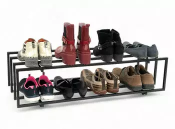 DanDiBo Schuhregal Metall Schwarz 2 Ebenen (96549)