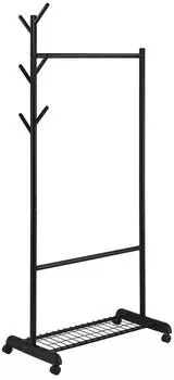 Idimex Aurigo Kleiderständer auf Rollen, Metall, Schwarz, 81x185x44cm (800000782429)