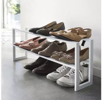YAMAZAKI Line Schuhregal 2 Ablagen ausziehbar Metall, Wei&szlig; (3190)