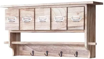 Mendler HWC-C49 Wandgarderobe Vintage 5 Schubladen 32x65x13cm natur (61474)