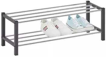 Idimex Dublin Schuhregal 2 Ablagen, Metall, Grau (Dublin)