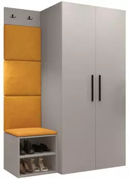 Mirjan24 Garderoben-Set mit Schuhschrank, Haken und Polsterpaneel, 42x42 (Medi IV)