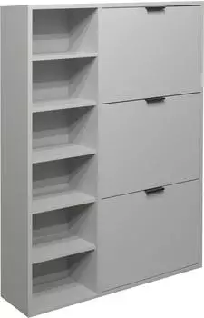 M&auml;usbacher Bonnie Schuhschrank 3 Klappen und Regal, Kreidegrau Matt, 95x126x25cm (50784240-0)
