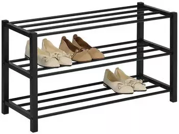 Idimex NAVAN Schuhregal Metall, 3 Ablagen, 80x45x29cm, schwarz (18481)