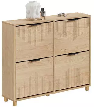 SoBuy FSR214-N Schuhschrank schmal, Holzwerkstoff, Eiche, 100x83x24cm (FSR214-N)