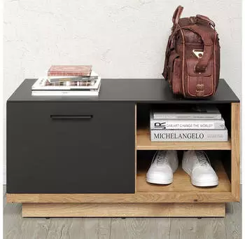 trendteam Synnax Garderobenbank mit Schuhfach Anthrazit/Eiche 90x48x40cm (213431084)