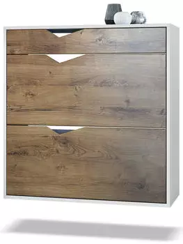 Vladon Kolmio Schuhschrank 2 Klappen, Schublade, 16 Paar, 85x87x33cm (Kolmio)