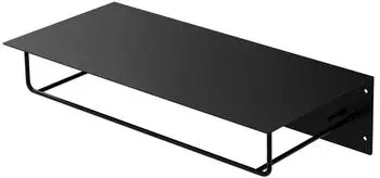 ML-Design Wandgarderobe mit Hakenleiste, Kleiderstange & Hutablage, Stahl, 60x30x15cm, Schwarz