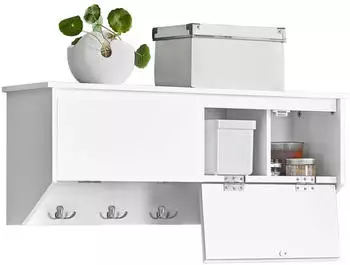 SoBuy Wandgarderobe mit 2 Klappen und 5 Haken, 78x20x30cm, Wei&szlig; (FHK24-W)