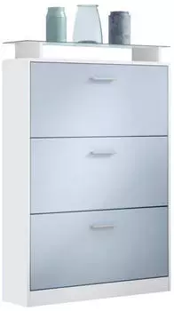 Vladon Lavia Schuhschrank Schuhkipper 3 Klappen Glasablage 89x128x23cm (Lavia)