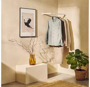 Natural Goods Berlin ÜBERECK Kleiderstange L-Form Wandmontage Metall Weiß (ÜBERECK)