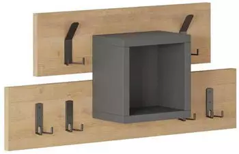 Livetastic Lumina Wandgarderobe mit Hutablage & Kleiderstange, Holzwerkstoff/Metall, Eiche/Anthrazit, 68x32x13cm