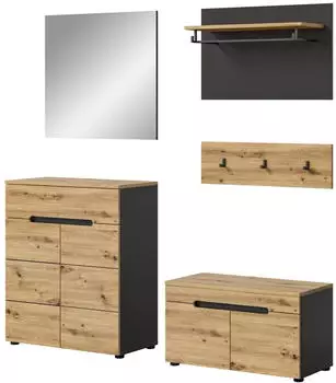 Inn.Furn Cooper Garderoben-Set 5-teilig, Artisan Eiche/Grau, Soft-Close (Cooper)