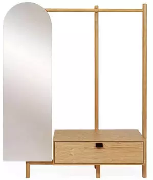 Woodman Tripod Garderobenst&auml;nder Eiche teilmassiv, mit Spiegel, 149cm (32317616-0)