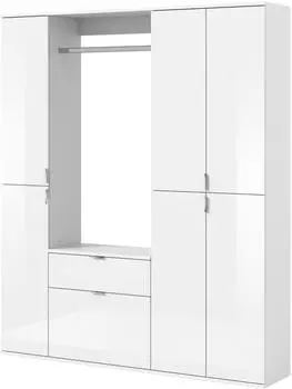 Inn.Furn SystemX Garderoben- und Schuhschrank Wei&szlig; Hochglanz 152x193x34cm (SystemX)