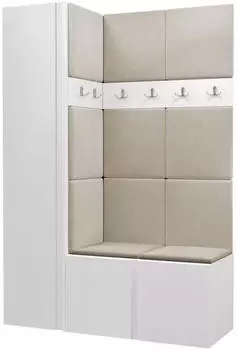 Mirjan24 Garderoben-Set mit Schuhschrank, Sitzbank, Polsterpaneel & Haken, 124x186x46cm