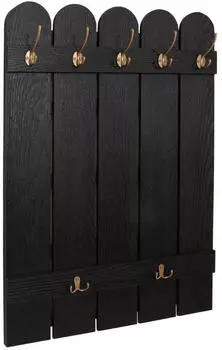 MCW Wandgarderobe N95 Paulownia 7 Haken 86x60cm, schwarz (94999)