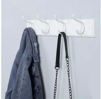 Songmics Wandgarderobe mit 4 Doppelhaken aus Metall, Wei&szlig; (LHR23WT)