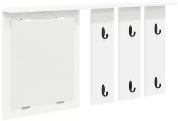 vidaXL Wandmontierter Kleiderst&auml;nder mit Regal und Spiegel, Wei&szlig;, 85x10x45cm (874483)