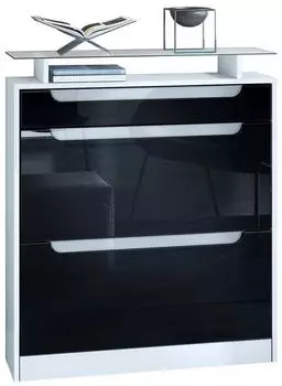 Vladon Fiesta Schuhschrank 2 Klappen, Schublade, Glasablage, 89x104x23cm (Fiesta)